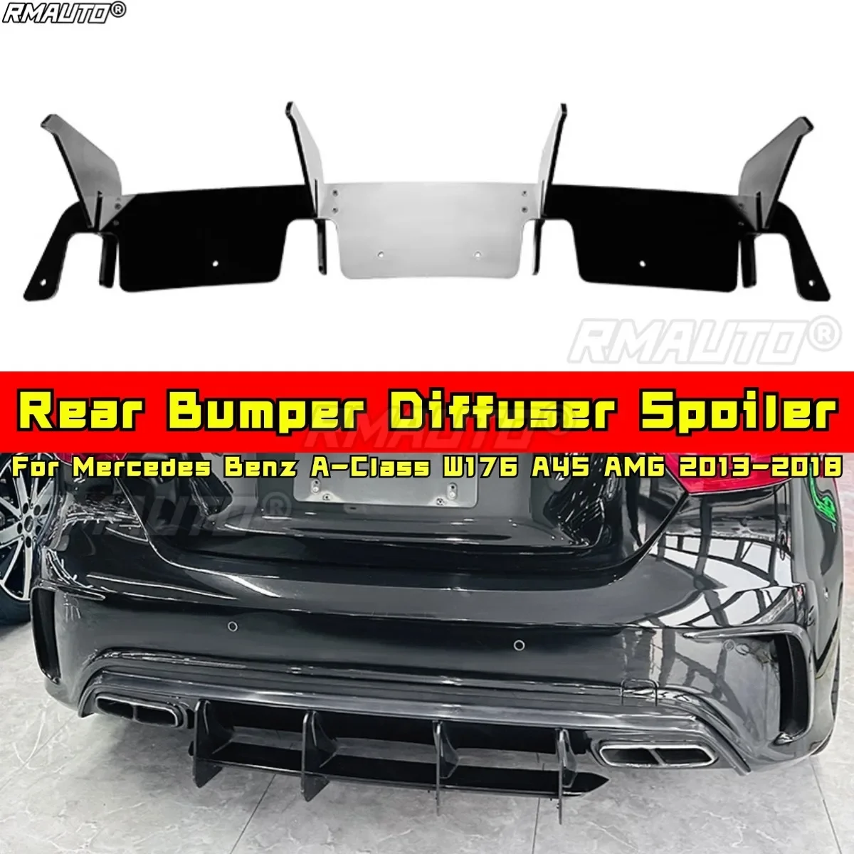 

For Mercedes Benz A-Class W176 A45 AMG 2013-2018 Body Kit Rear Bumper Splitter Rear Bumper Spoiler Cover Lip Modification Part