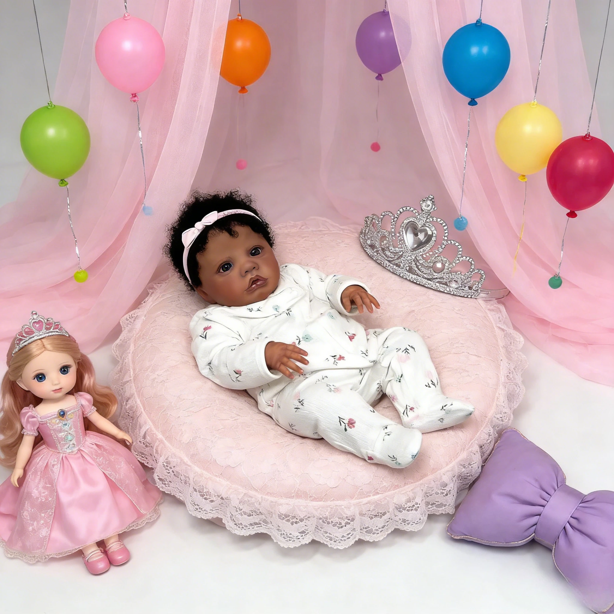 48cm Ultra-Realistyczna Lalka Reborn z Ciemną Skórą, Model Primrose Awake, Miękki Bawełniany Korpus, Wielowarstwowa Malowana Skóra i Ręcznie Wszywane Włosy