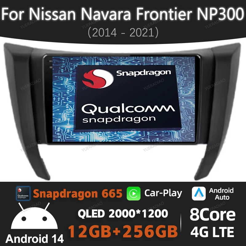 Android 14 Car Radio For Nissan Navara NP300 D23 IV 4 Frontier 2017 - 2021 Multimedia Stereo Video Player NAVI GPS 4G WIFI QLED