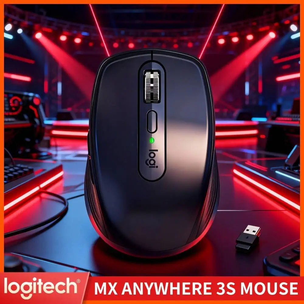 Original Logitech MX Anywhere 3S Mouse, Multi-Device via Bluetooth/Receiver, Silent Clicks, USB-C Port