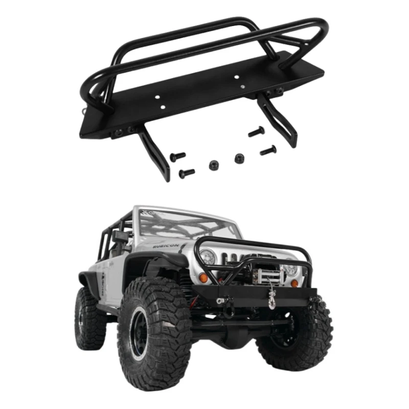 Tough Armor Winch Bumper with Grill Guard for Axial Jeep Rubicon RC Crawler truck Scale 1/10