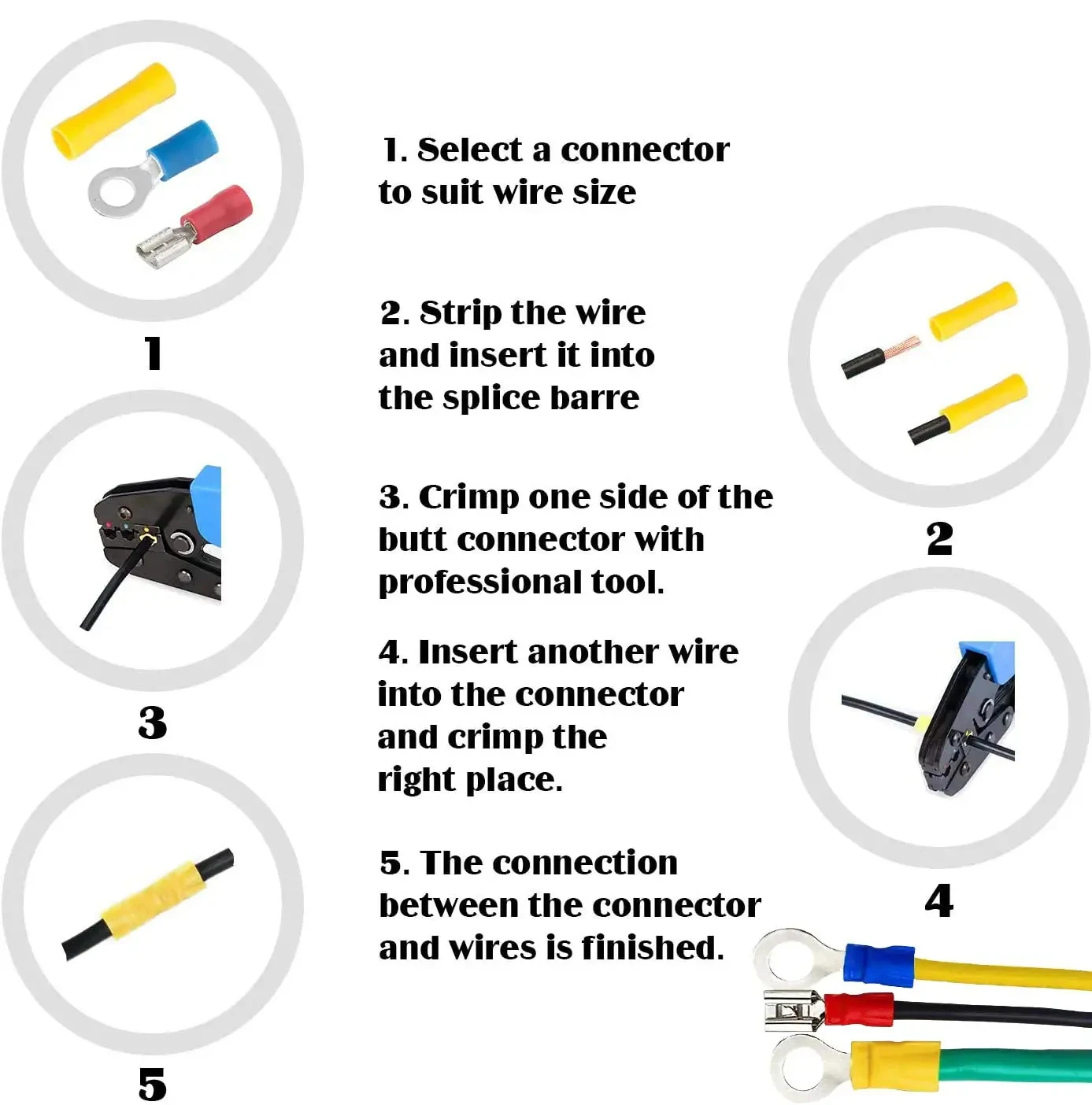 280pcs Wire Connector Kit Male Female Insulated Terminals Cold Crimp Terminals Assorted Crimp Terminals Spade Butt Connector Kit