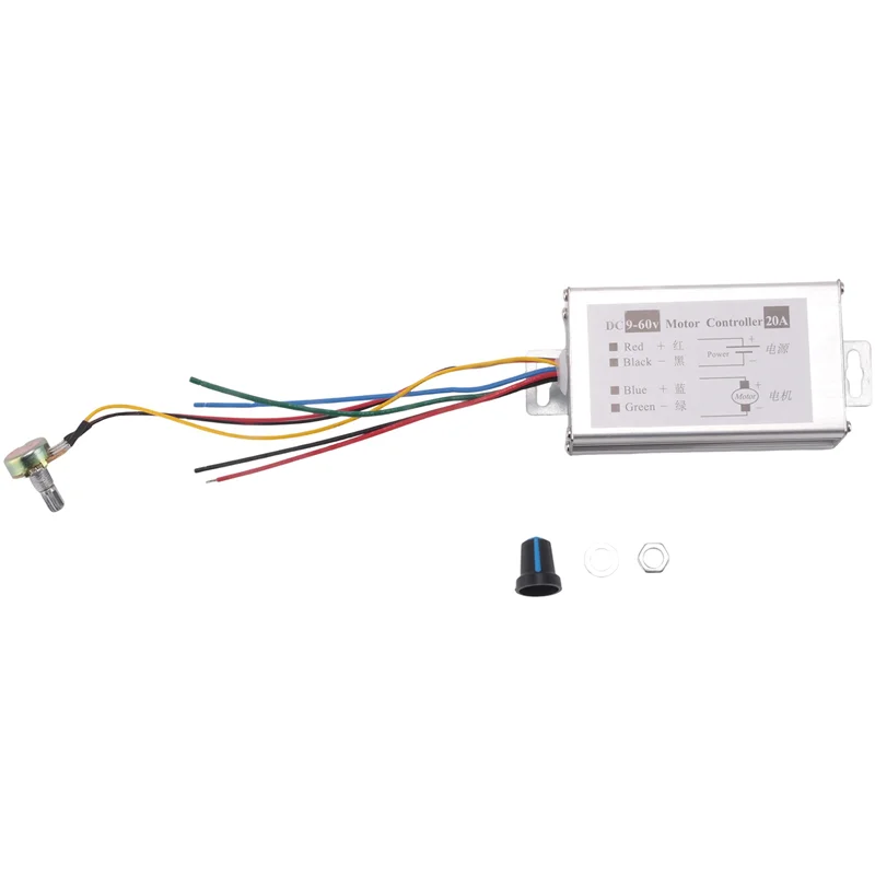 【NOWOŚĆ】5X regulator prędkości silnika DC9V 12V 24V 48V 60V 20A PWM regulator prędkości silnika sterownik regulatora 0-1200W regulowany