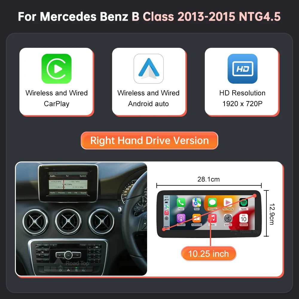 1920*720 Touch Screen Car Multimedia Display For Benz A B CLA GLA W176 W463 W246 2013-2015 NTG4.5 Wireless Carplay Android Auto image 3