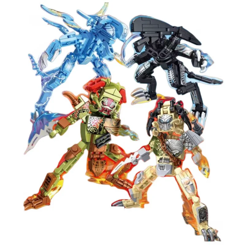 NEW Style ALIEN VS PREDATORS Robot War Model Building Blocks Model Building Enlighten Action Figure Bricks Sets Toys Kids Gifts