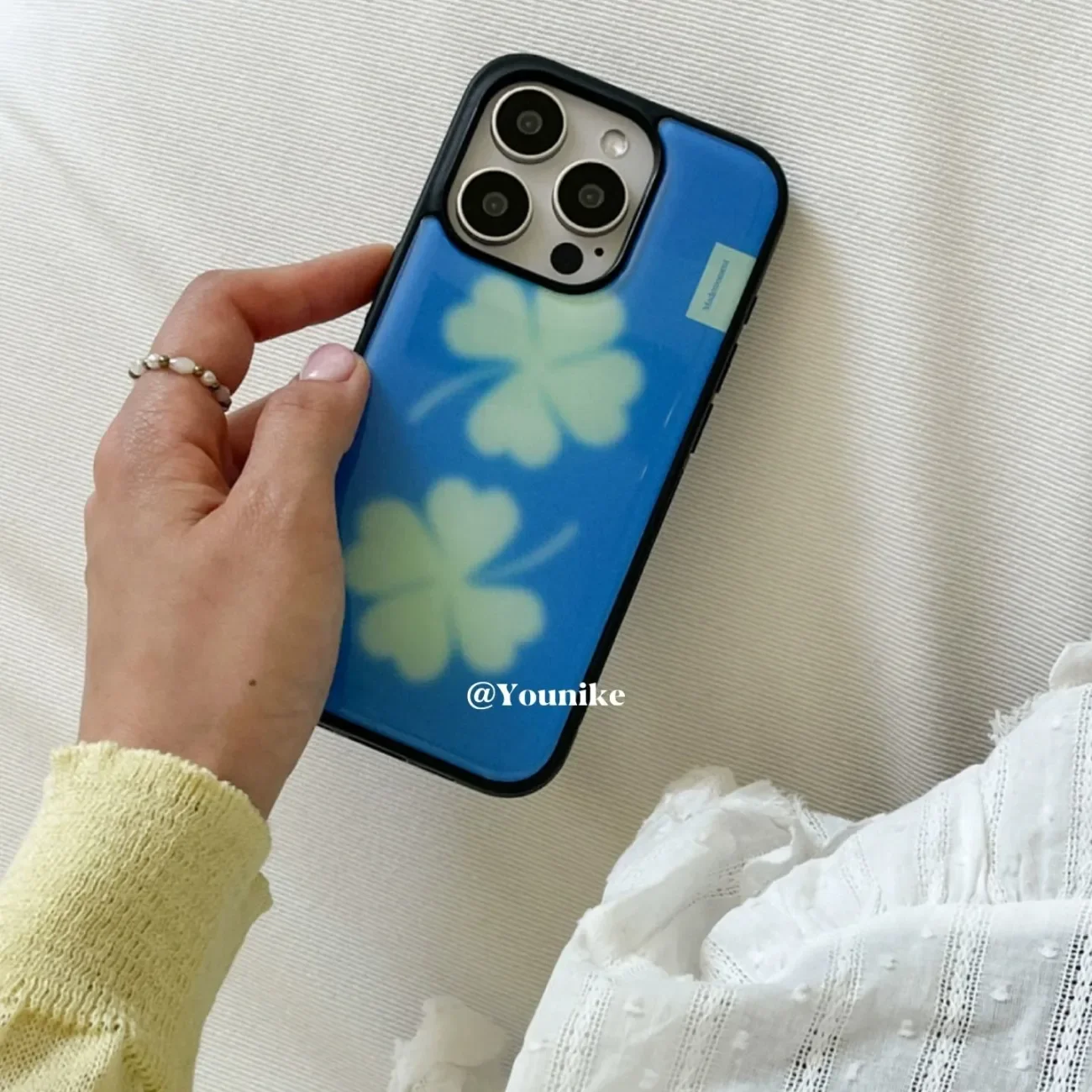 Lucky Four Leaf Clover Cute Kawaii Drop Glue Phone Case For iPhone 17 AIR 16 15 14 13 12 11 Pro MAX Plus Y2K Minimalism Cover view 6