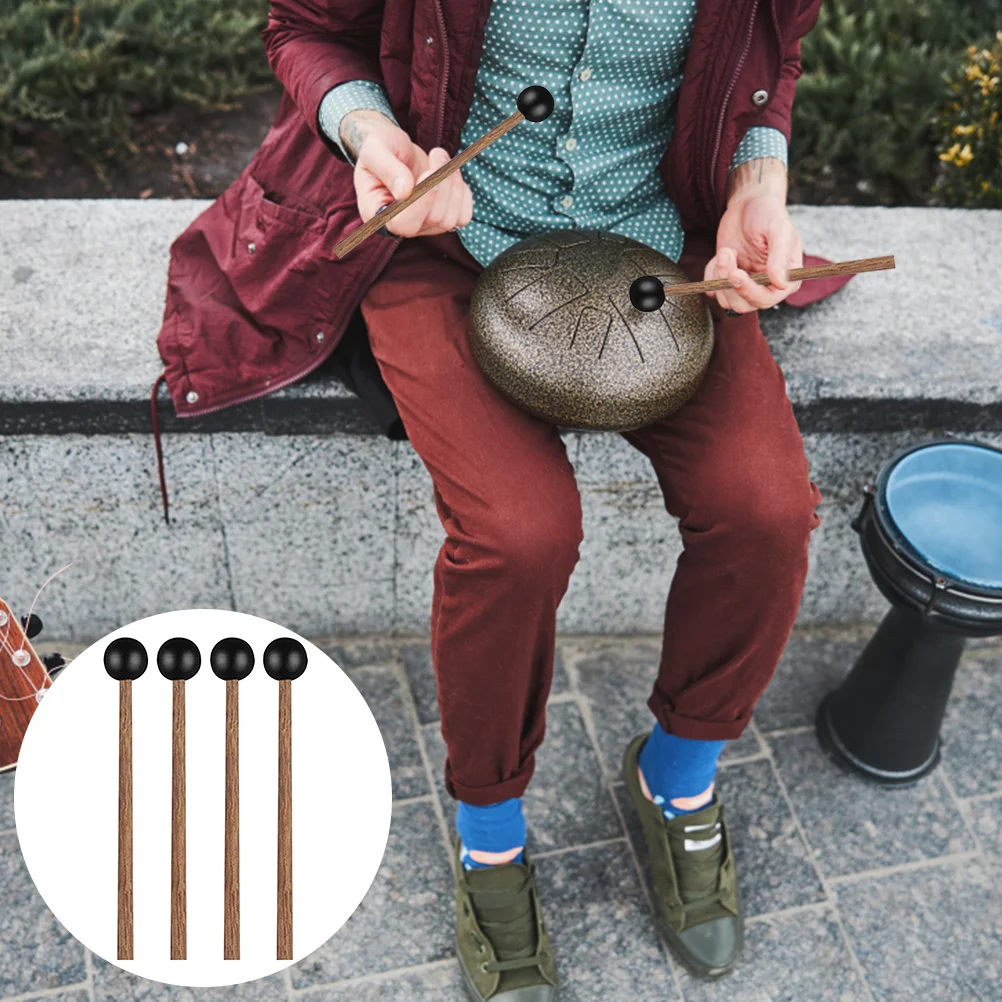 

4 Pcs Hand Drums Ethereal Drumstick Drumsticks Percussion Accessories Coffee Wood Child
