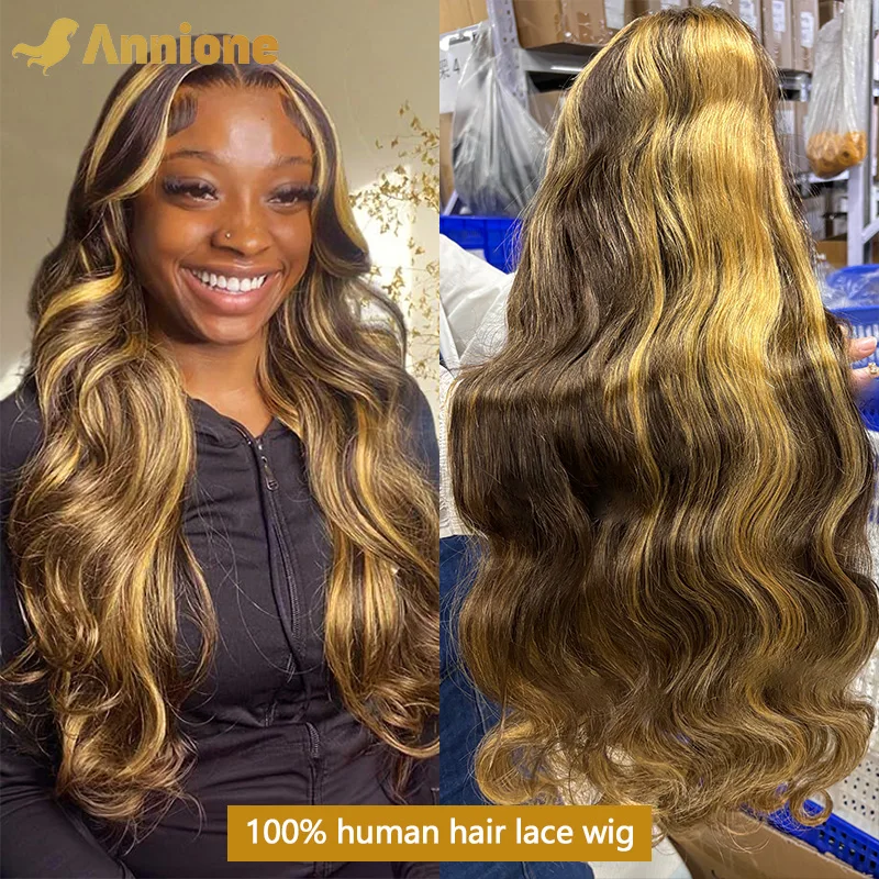 Blond Lace Frontal Wig Curly Body Wave 13x4 HD Transparent Highlight Wigs 100% Human Hair Pre Plucked With Baby Hair For Wemon