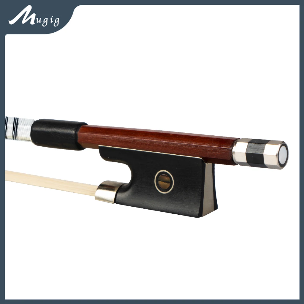 Mugig Brazilwood Violin Bow 4/4 with Ebony Frog Octagonal Mount Well Balanced Light Weight Real Mongolian Horse Hair