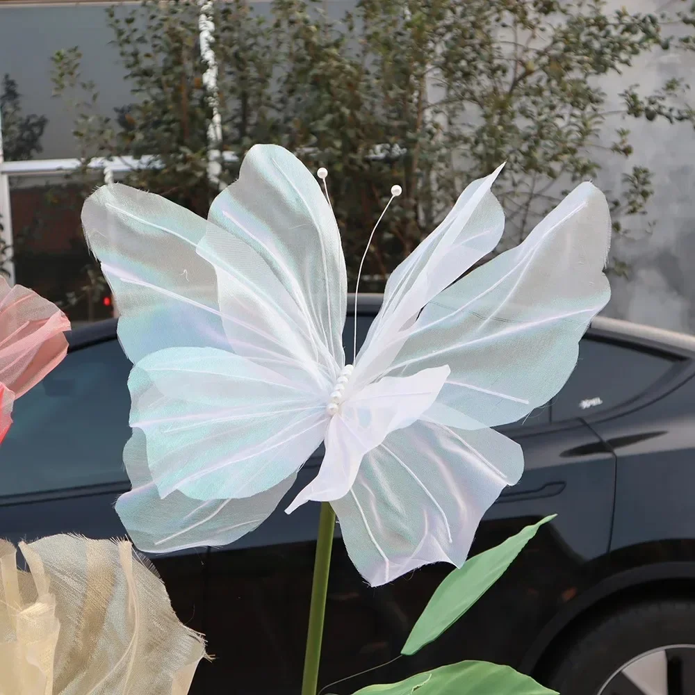 50cm Big Simulation Butterfly 3D Outdoor Wedding Festival Decoration Hollow Large Hanging Gauze Fake Butterfly Valentines Day