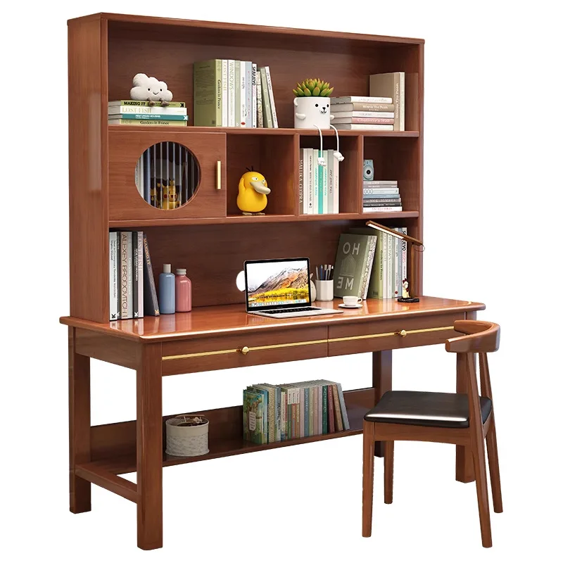 

Solid wood desk bookshelf integrated desktop computer desk simple home study desk primary and secondary school students