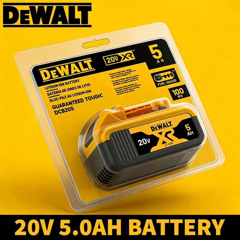 Batterie de remplacement originale Dewalt 18V 5.0Ah, batterie rechargeable pour outils électriques 20V 5Ah, chargeur de batterie DCB205 DCB1104