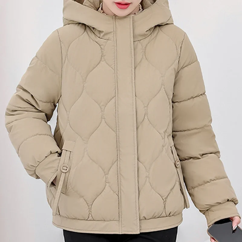 

Fashion Women's Winter Coats Hooded 2024 Loose Elegant Lady Jackets Thick Warm Short Parkas