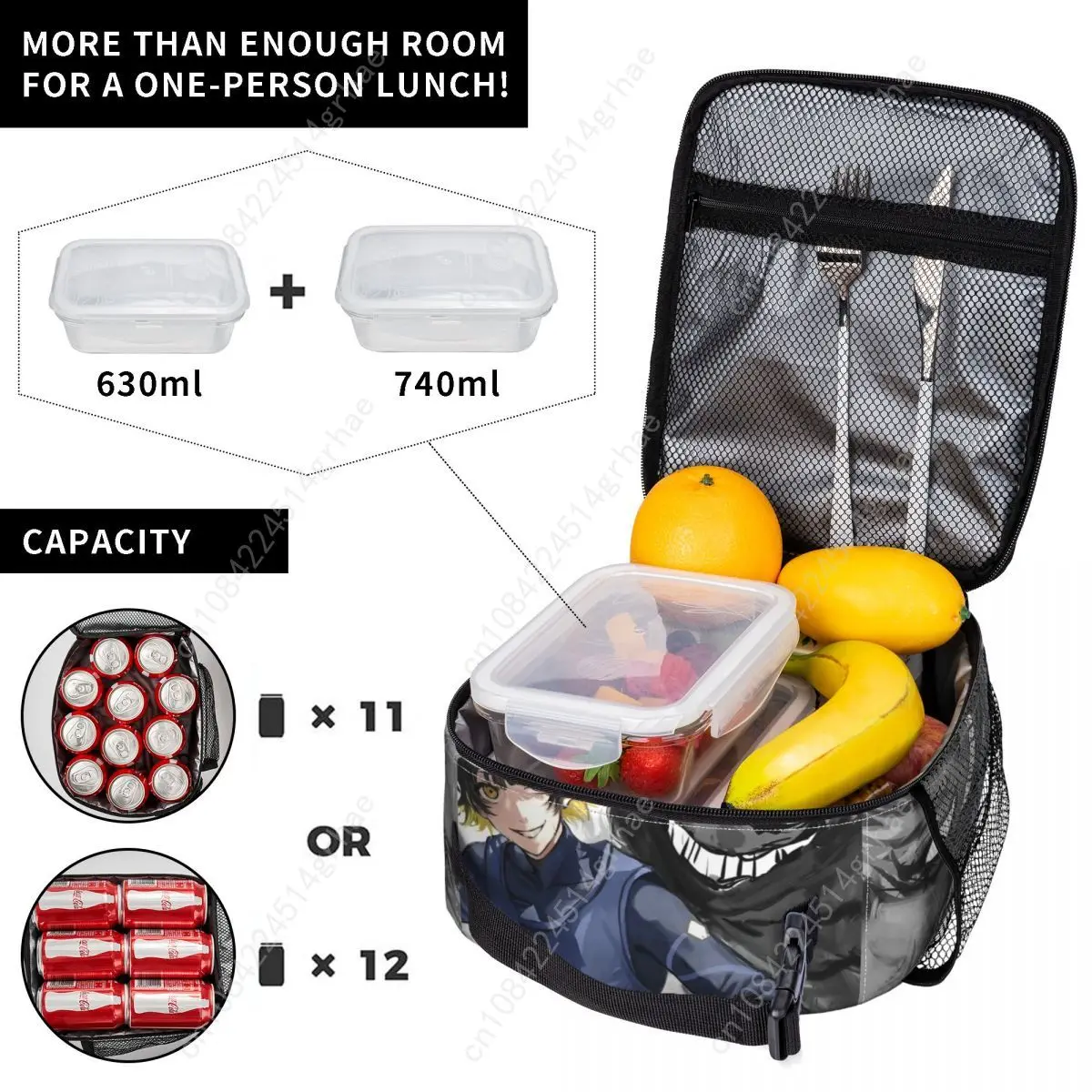 Blue Lock Bachira Yoichi Isagi Borsa per il pranzo isolata Borsa per alimenti per calcio Manga Scatole per il pranzo termiche portatili per i viaggi