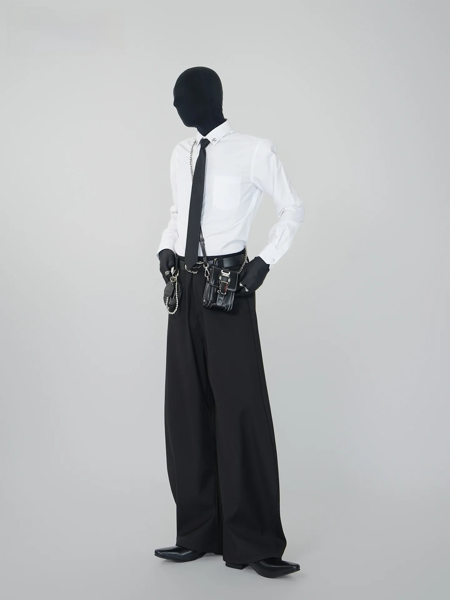 

VE2 Men's Fashionable No-Tie Knot Tie Shirt Standard Fit Long Sleeve Cotton Polyester Blend Breathable Anti-Wrinkle Urban Style