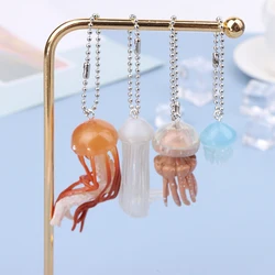 1PC Simulated Jellyfish Keychain Pendant Realistic Marine Animal Key Chains Charm Bag Car Key Ring Gift For Men Women