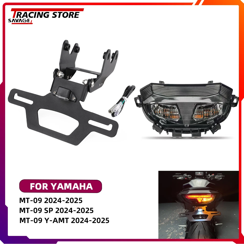 

LED Integrated Taillight Turn Signal Brake Light For Yamaha MT-09 SP Y-AMT MT09 MT 09 Adjustable Foldable License Plate Holder