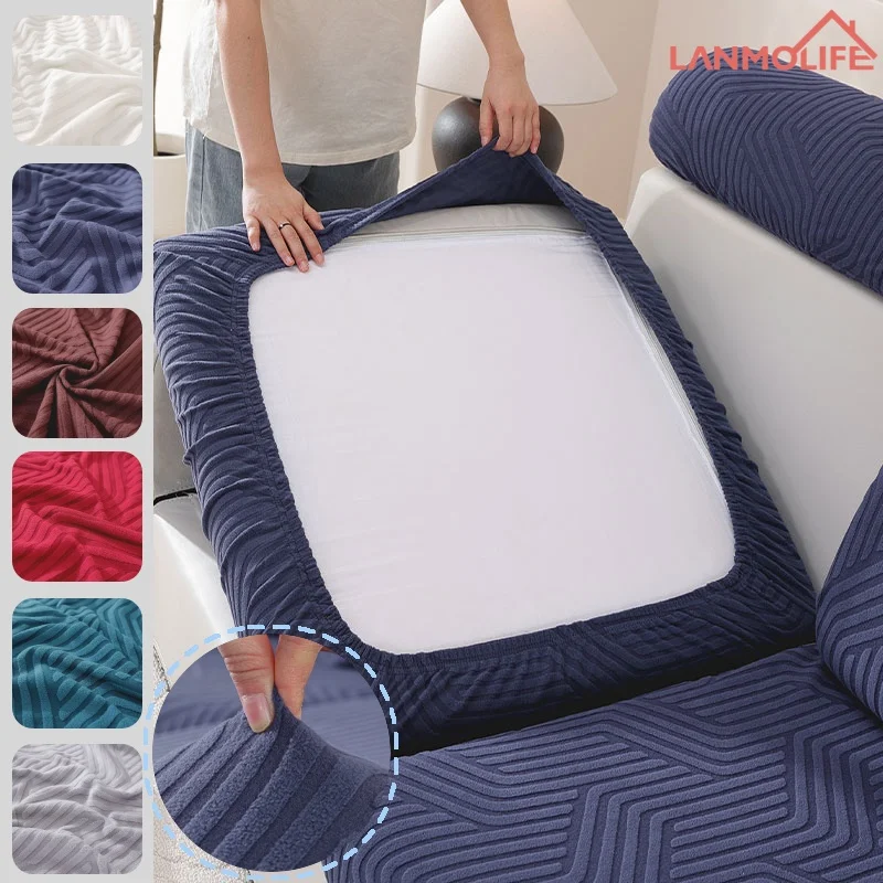 Jacquard Sofa Cushion Covers Thickened, Washable Modular Sofa Cover Set Stretchable Furniture Protector For the Living Room