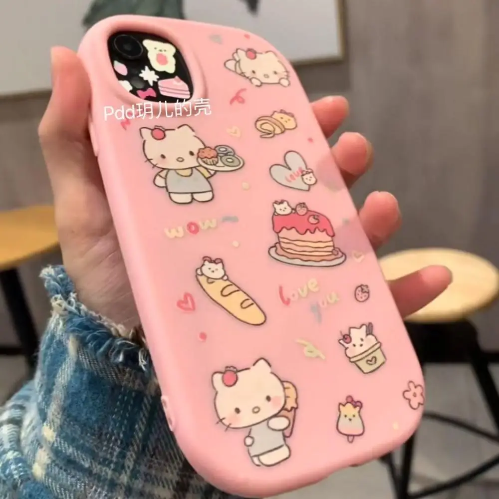 Sanrio Hello Kitty Cute Dessert Cake Phone Cases for Iphone 15 14 13 12 11 Pro Max 7 8 Plus Xs Max Transparent Kawaii Back Cover