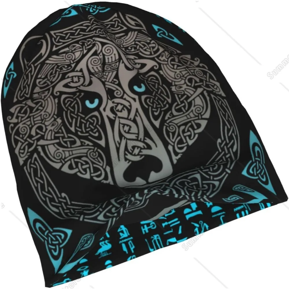 Vikings Norse Runes Beanie Hat Cap Winter Softknit Stocking Cap Slouchy Headwear for Adult Outdoor image 4