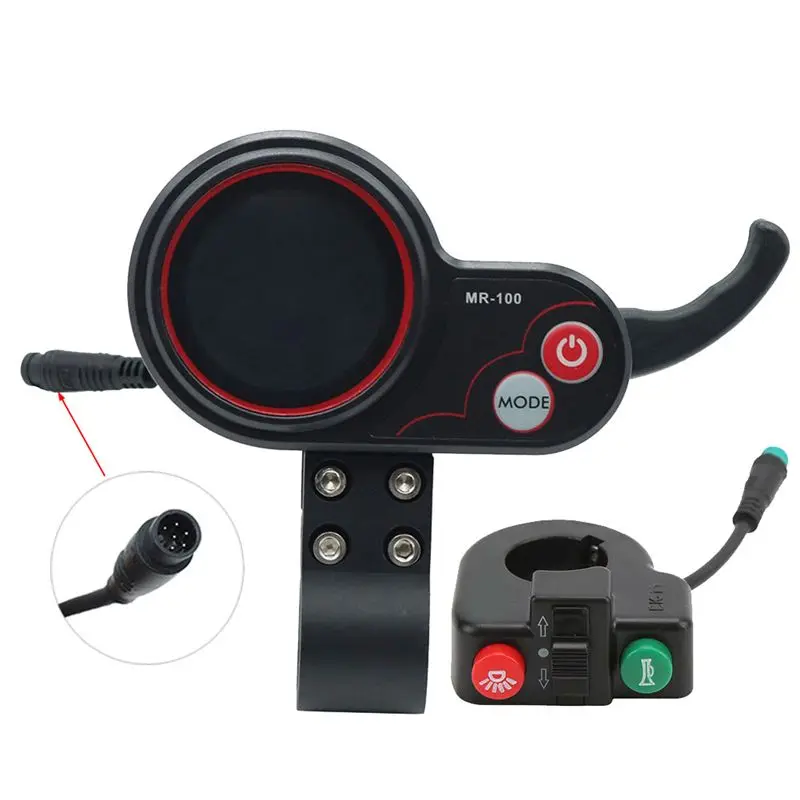 

MR-100 LCD Display Dashboard Meter 6Pin+Switch Button For KUGOO Electric Scooter Parts Accessories