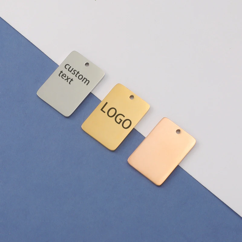 

5Pcs Stainless Steel Blank Square Metal Hang Tags Support Custom Engraving Text Pendant DIY for Necklace Jewelry Making