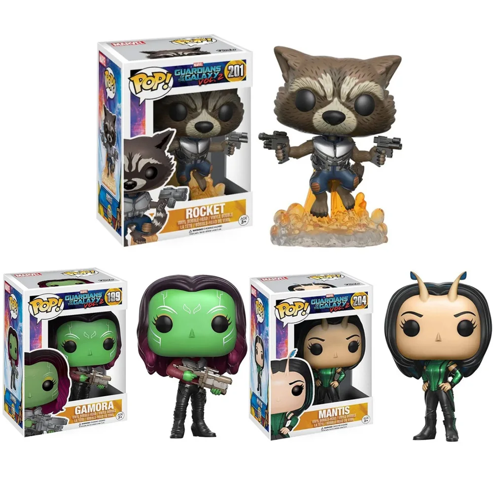 Disney Marvel's Movies Guardians Of Galaxy Rocket #201 Mantis #204 Gamora #199 funkopops Action Figure Toys Vinyl Dolls Gifts