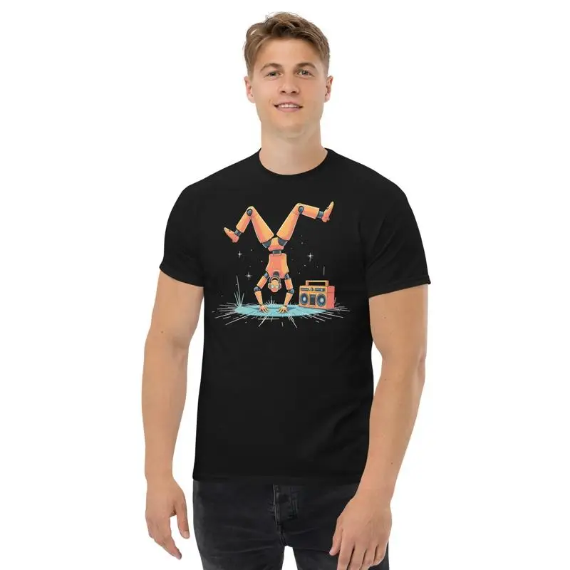 Breakdance Robot T-Shirt Retro Hip Hop Boombox Dancer Streetwear