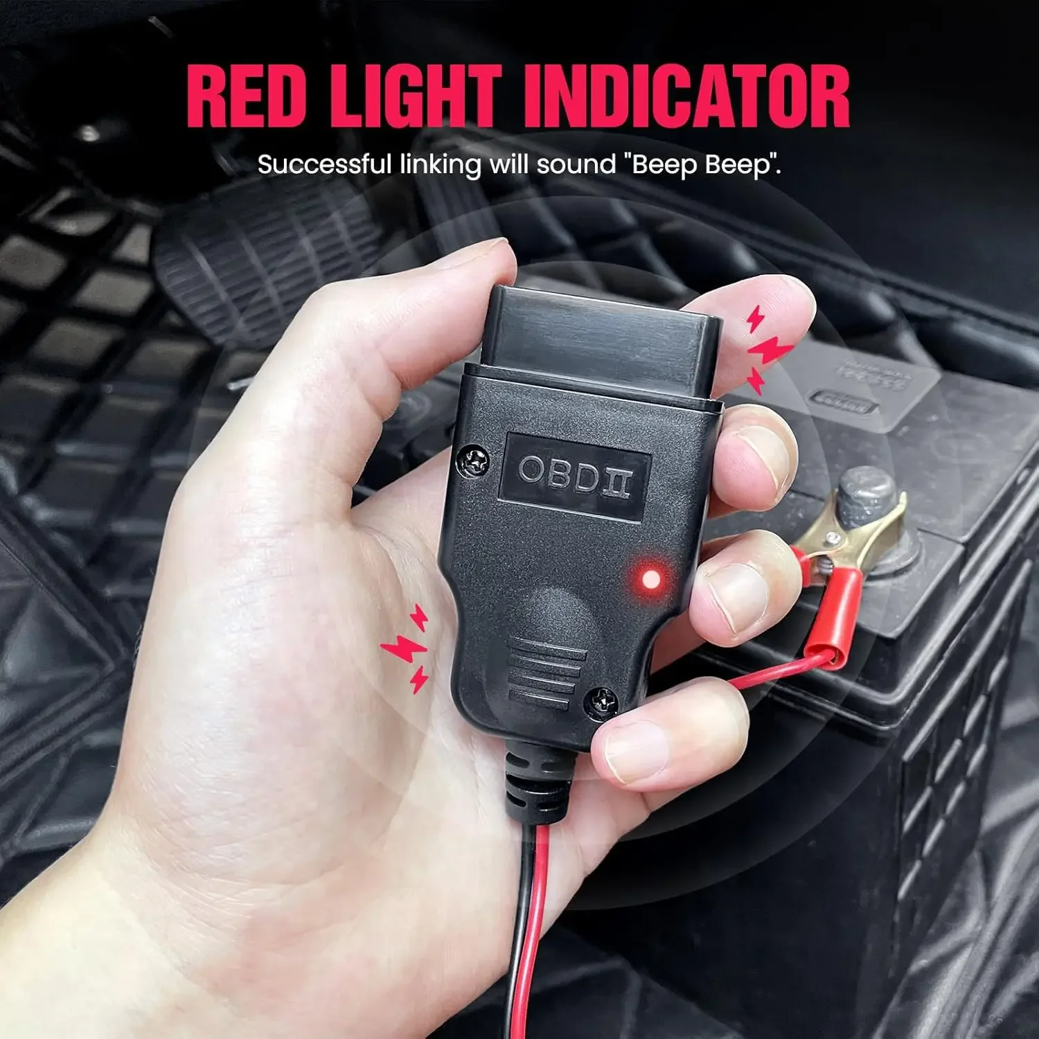 كابل توفير ذاكرة السيارة obd II مع مشبكين تمساحين، كابل إمداد الطاقة في حالات الطوارئ ECU للمركبة 12 فولت، تشخيص موصل البطارية #5