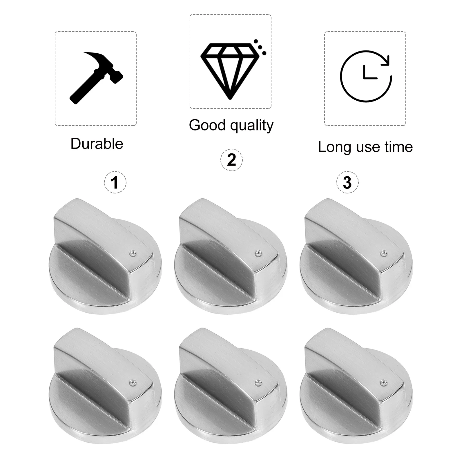 

6 Pcs Stove Knob Restaurant Use Gas Burner Replacement Knobs Cooker Stainless Steel Accessory
