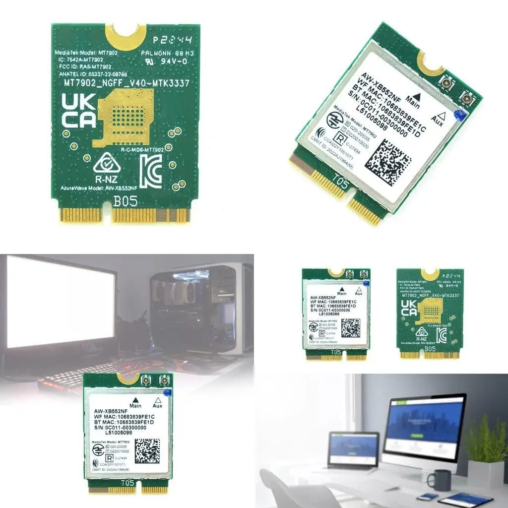 

LXAA WiFi6E MT7902 AW-XB552NF CNVi Wifi Wireless Card 2.4G/5Ghz/6Ghz BT5.2 2400Mbps WiFi 6E Networking Adapter
