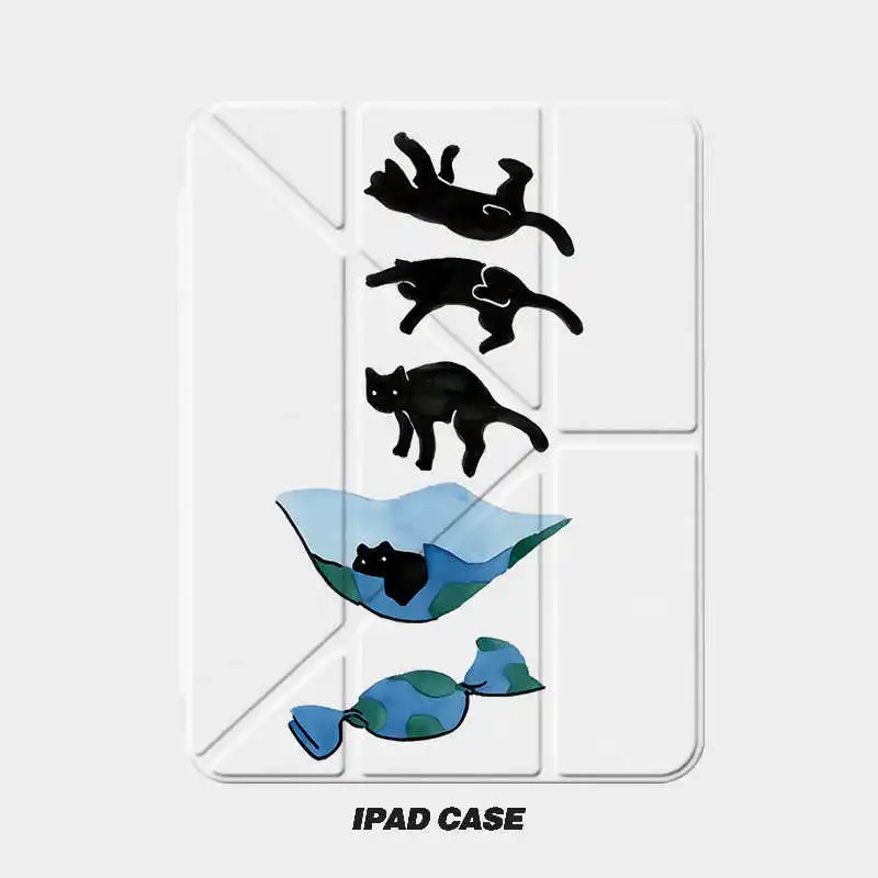 Simple Candy Cat Cute Case 3+Y Fold For Samsung S8 S9 S11 S10 FE S6 Lite Tablet Case 10S 11 / S8PLUS / S6 Lite / A7 8  Case