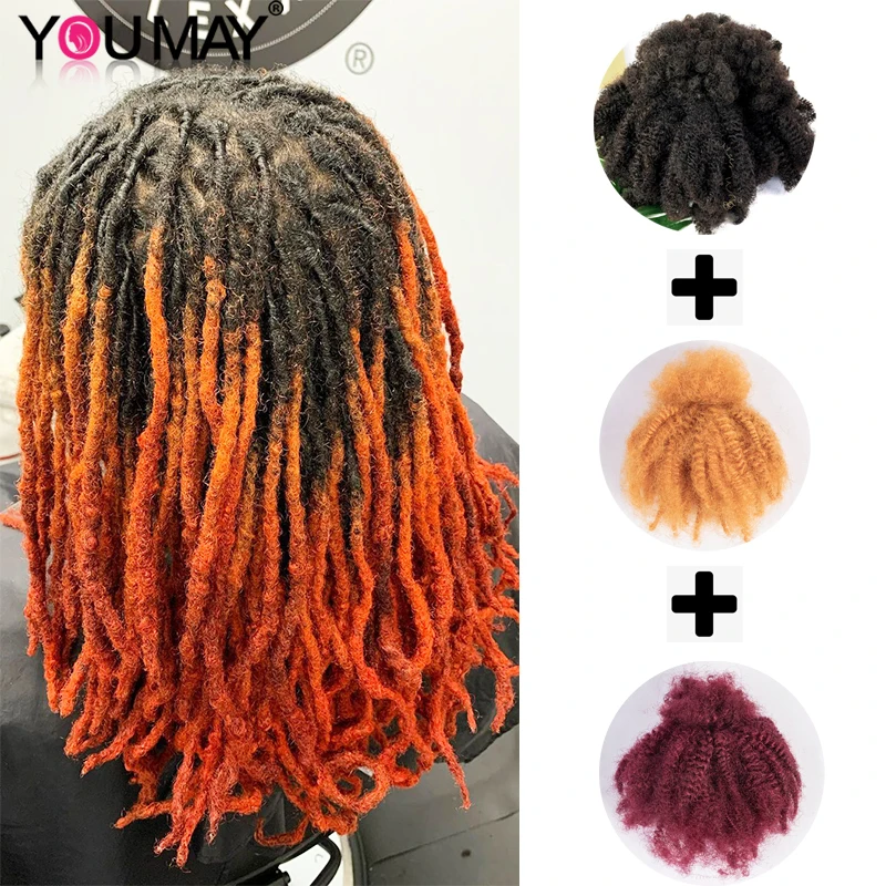 Afro Kinky Curly Dreadloc Twist Hair Bulk Crochet Braiding Hair Extensions Color Hair Brazilian Mircolocs Dreadlock Braid Youmay