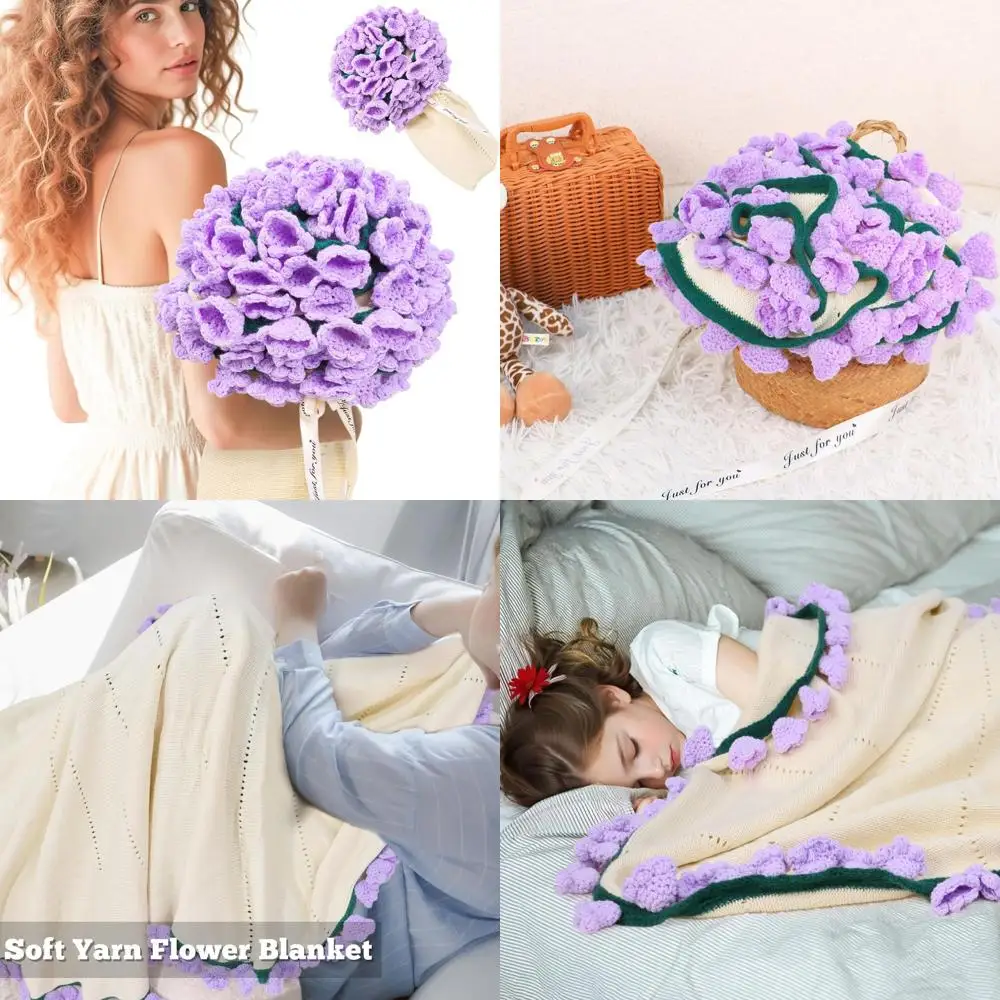 

Плед с вязаными крючком цветами фиолетового цвета - 43 романтических подарка на день рождения, свадьбу, для домашнего декора