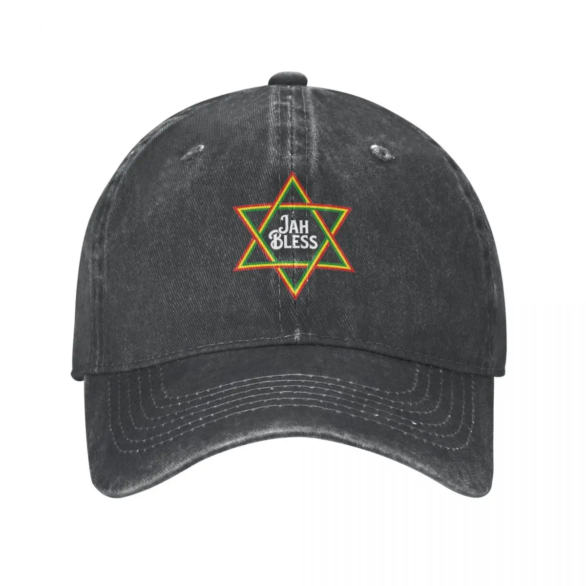 Jah Bless Rasta Star Of David Hats Outfit Vintage Distressed Denim Rastafari Flag Snapback Cap For for Men Women Adjustable