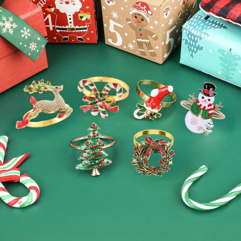 Christmas Themed Dining Accessories Metal Napkin Clip With Ornamental Detail best sale