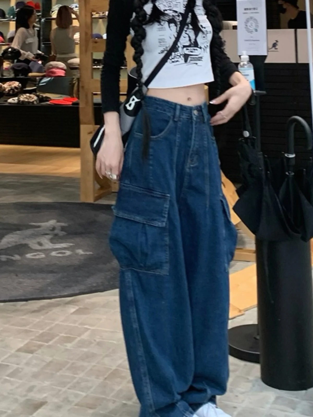 

Женские джинсы с высокой талией, свободного кроя, широкие брюки-клеш, джинсовые брюки в пол, удобные повседневные джинсы