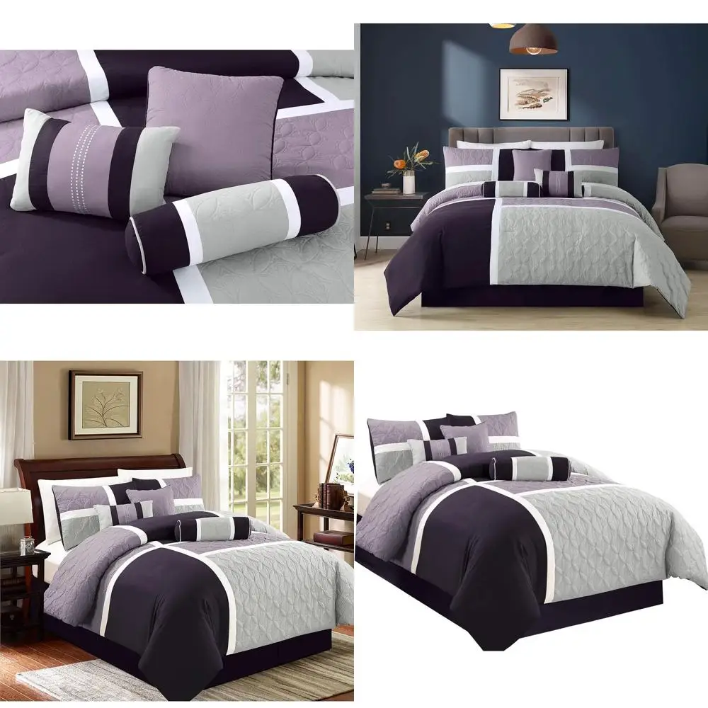 

Комплект стеганых одеял Queen Size с лавандово-серым пэчворком, 7 предметов