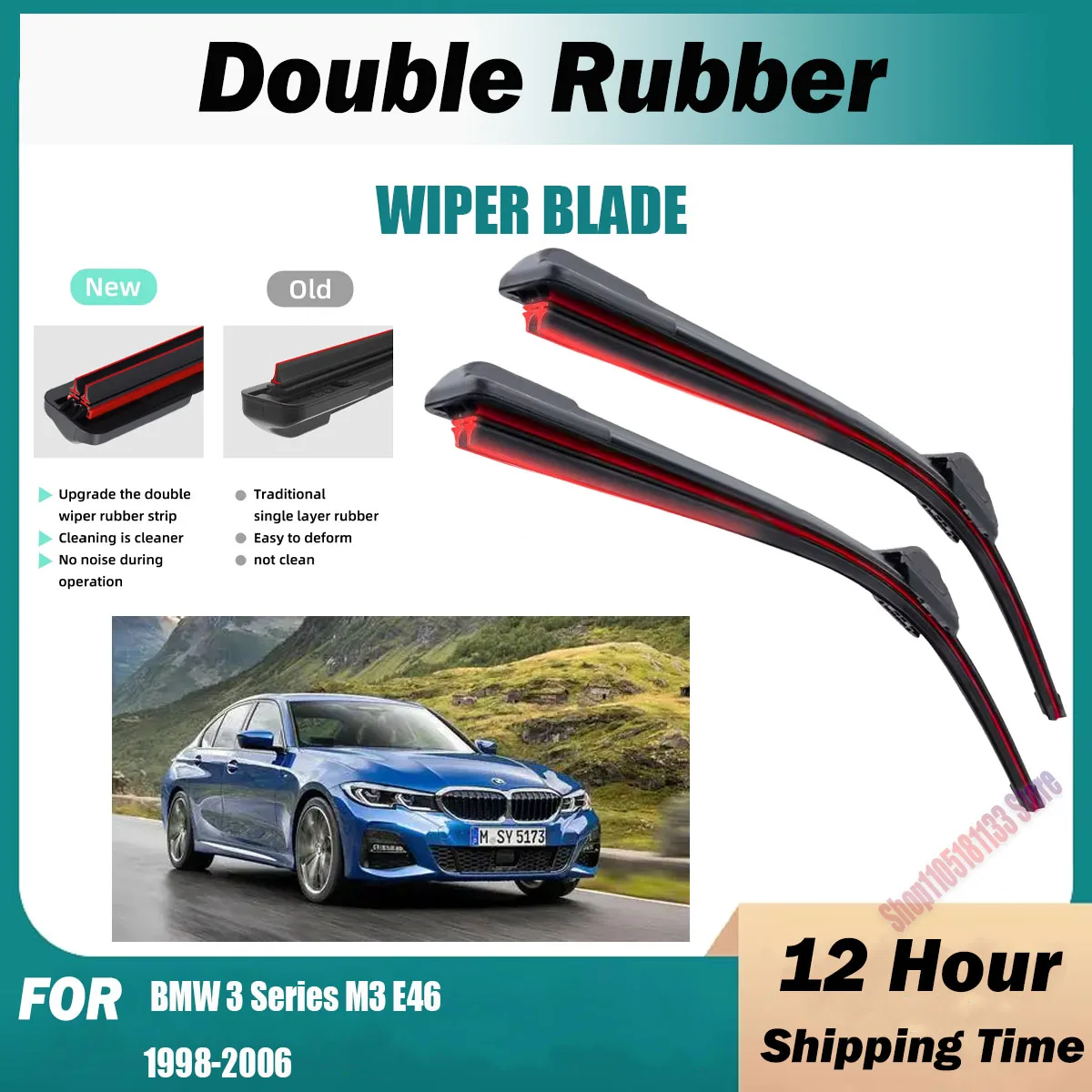 

Double Rubber Car Wiper Blades For BMW 3 Series M3 E46 1998-2006 Front Windscreen Windshield Rubber Car Accessories 2005 2006