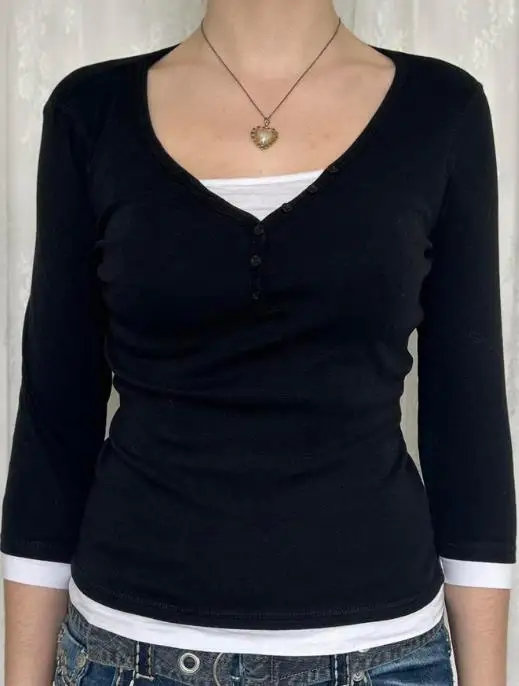 

Casual and Minimalist Long Sleeved Base Vest T-Shirt for Women, Autumn/winter 2025