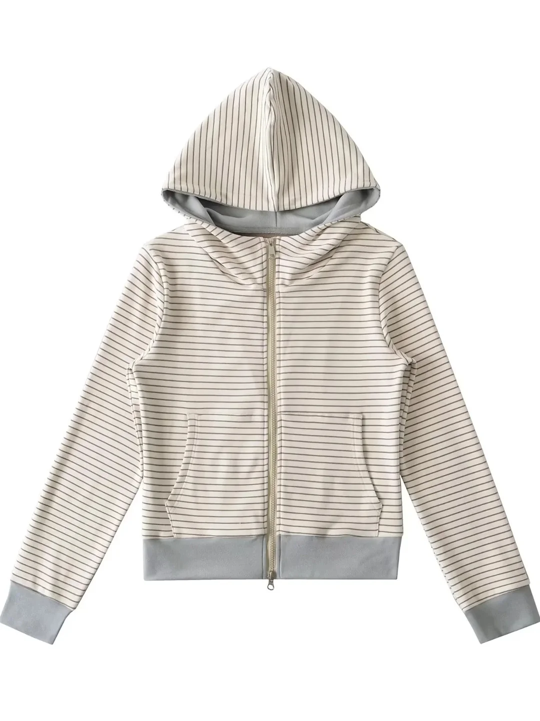 

Американский полосатый худи-кардиган для женщин, новинка 2025 года, весна-осень, большие размеры, стройнящий эффект, повседневная верхняя одежда