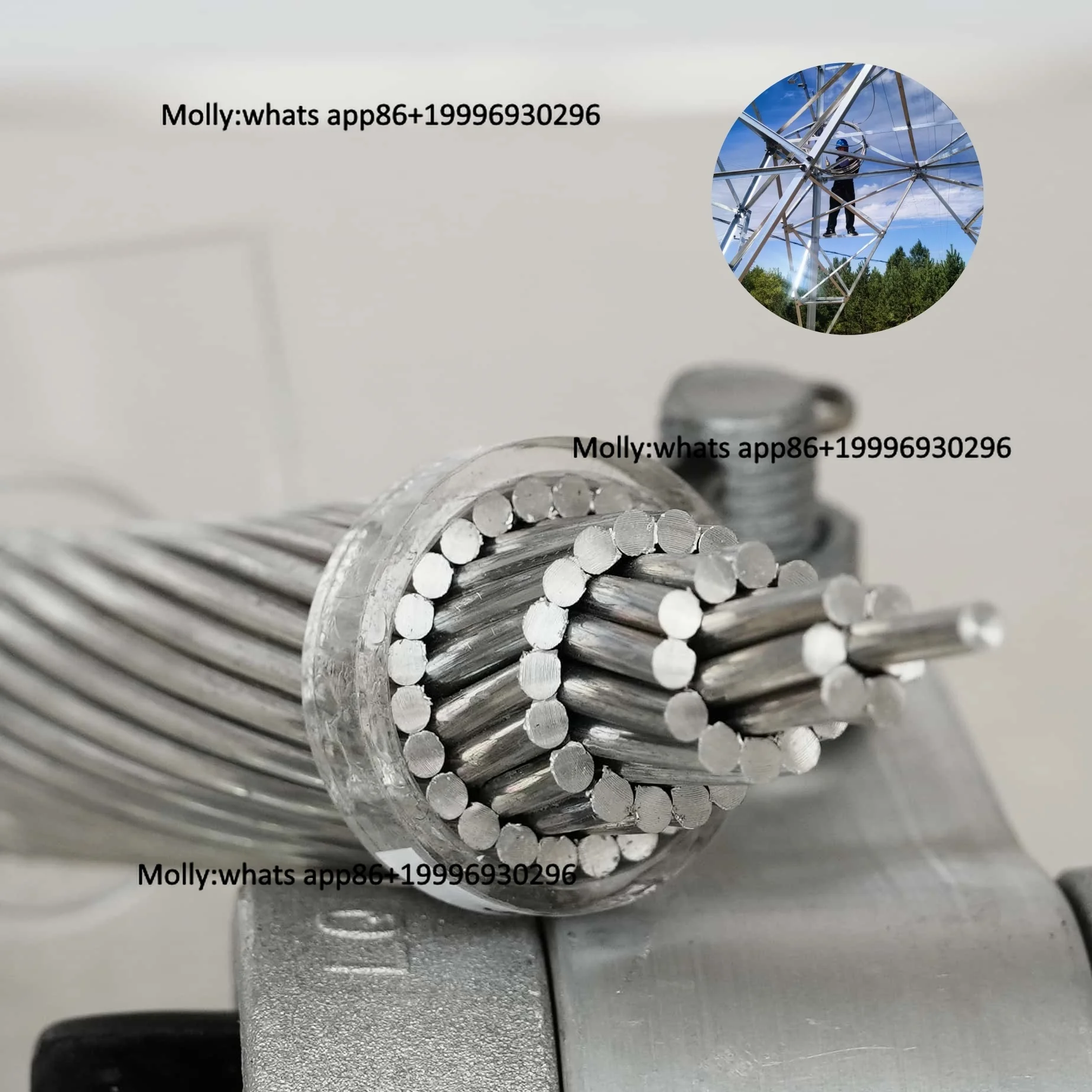 1/0 2/0 AWG Stranded ACSR Conductor Electrical Wires Bare Aluminum Wire