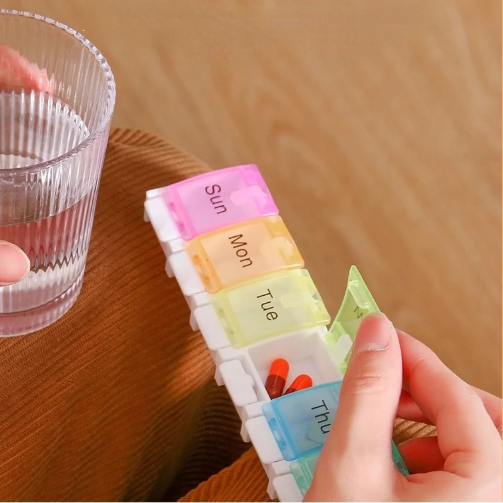 Novo Organizador de Pílulas Premium Rainbow para 1 Dose Diária, Semanal, Caixa de Armazenamento para Vitaminas, Óleos de Peixe e Suplementos