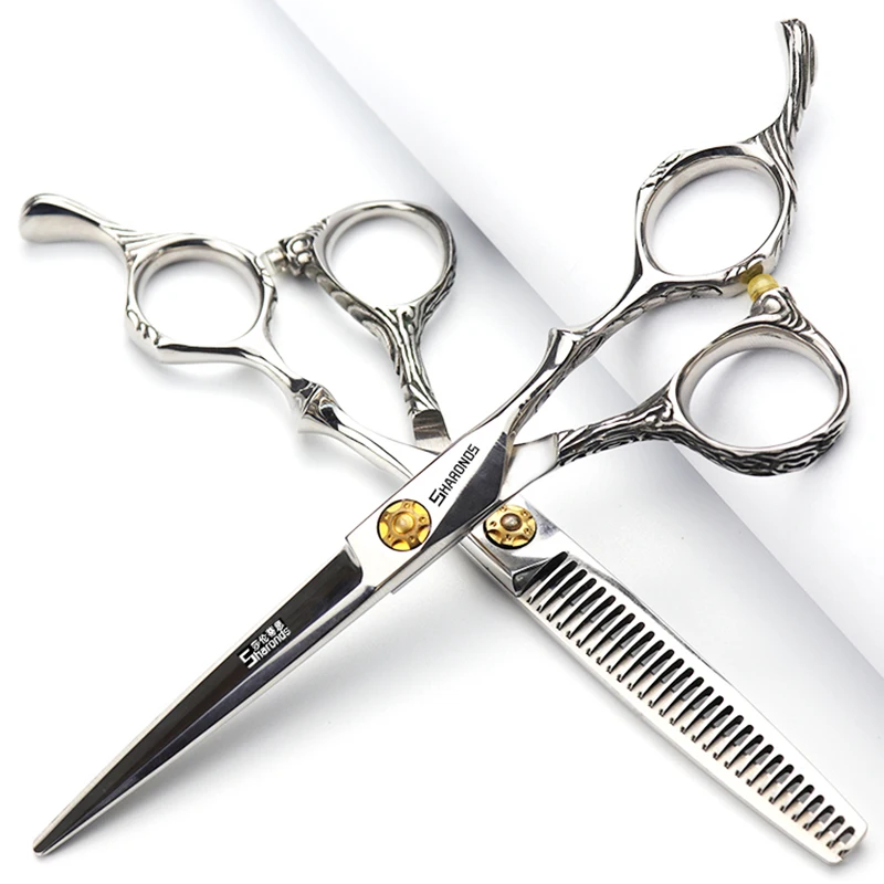 Hairdressor Hair Scissors Professional Genuine 6-inch Barber Shop Hairdressor Special Scissors Flat Teeth Cutting Set.