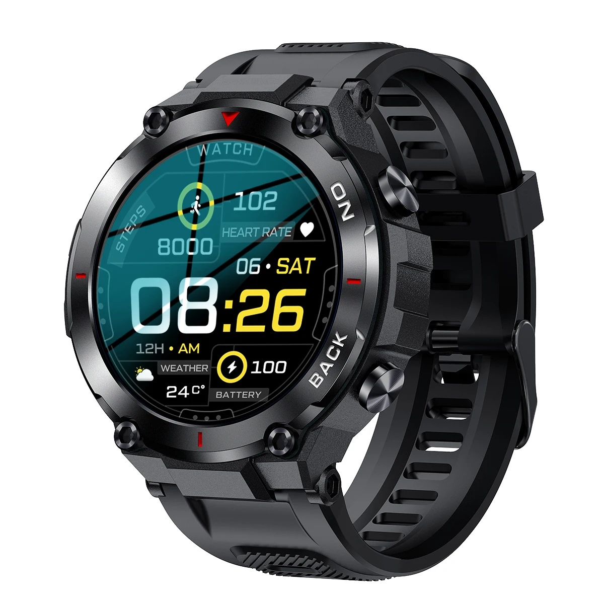 

Men Waterproof Smart watch K37 Heart rate Blood oxygen monitor Android iOS Bluetooth Call Smart Watch