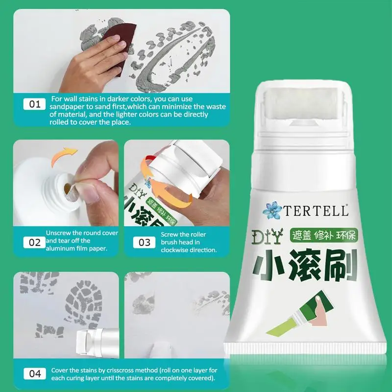 แปรงสำหรับซ่อมผนังสีขาวแบบ DIY ลูกกลิ้งติดผนังสูตรน้ำที่ใช้ในการซ่อมแซมบ้าน