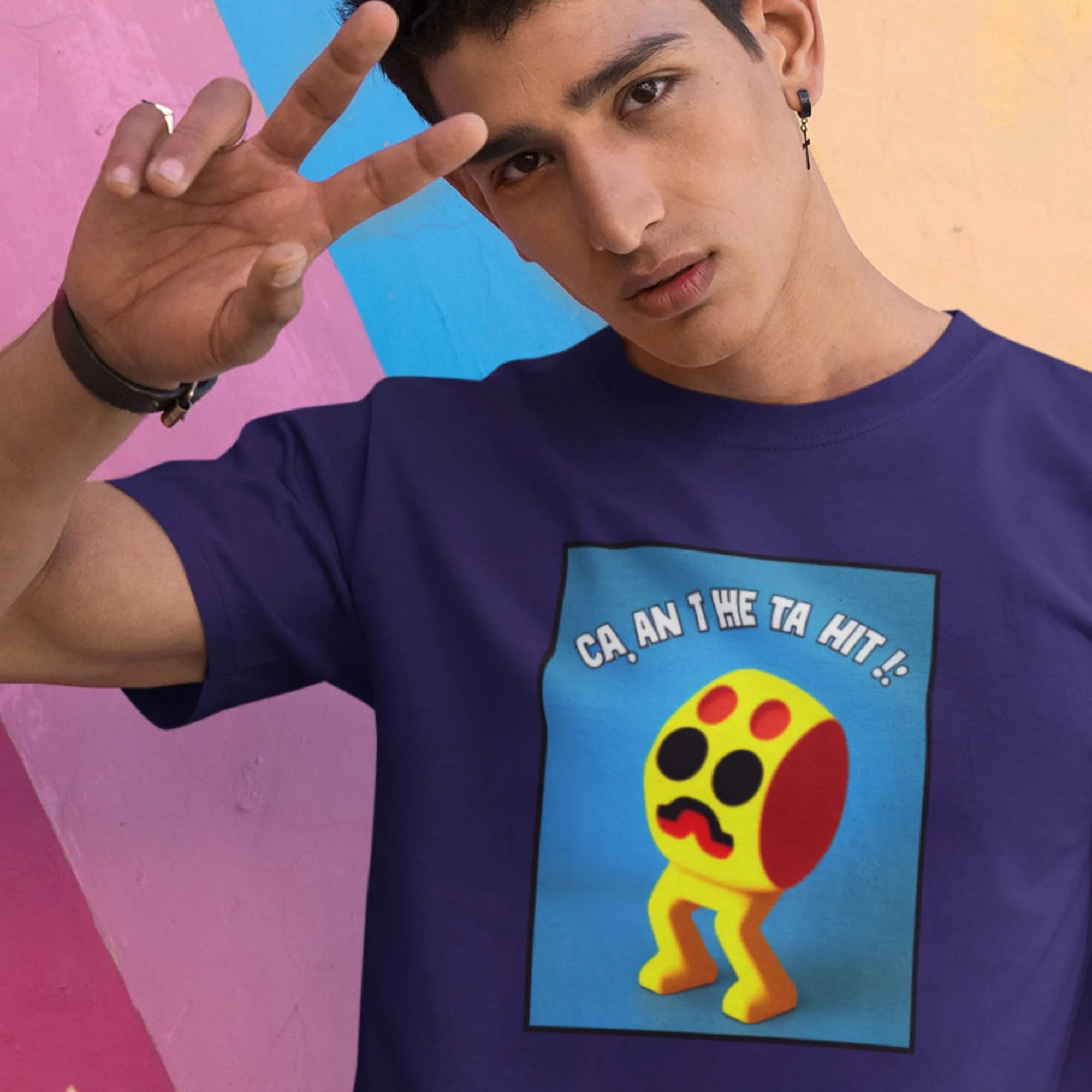 Can Man Ta Hit Premium Bella Canvas T Shirt Comic Book Style Abstract Design Skatewear Streetwear Colorful