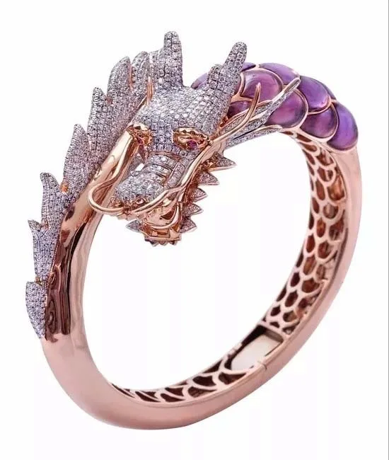 Exquisite Delicate Rose Gold Colors Dragon Rings for Women Trendy Metal Inlaid White Stone Wedding Ring Engagement Jewelry