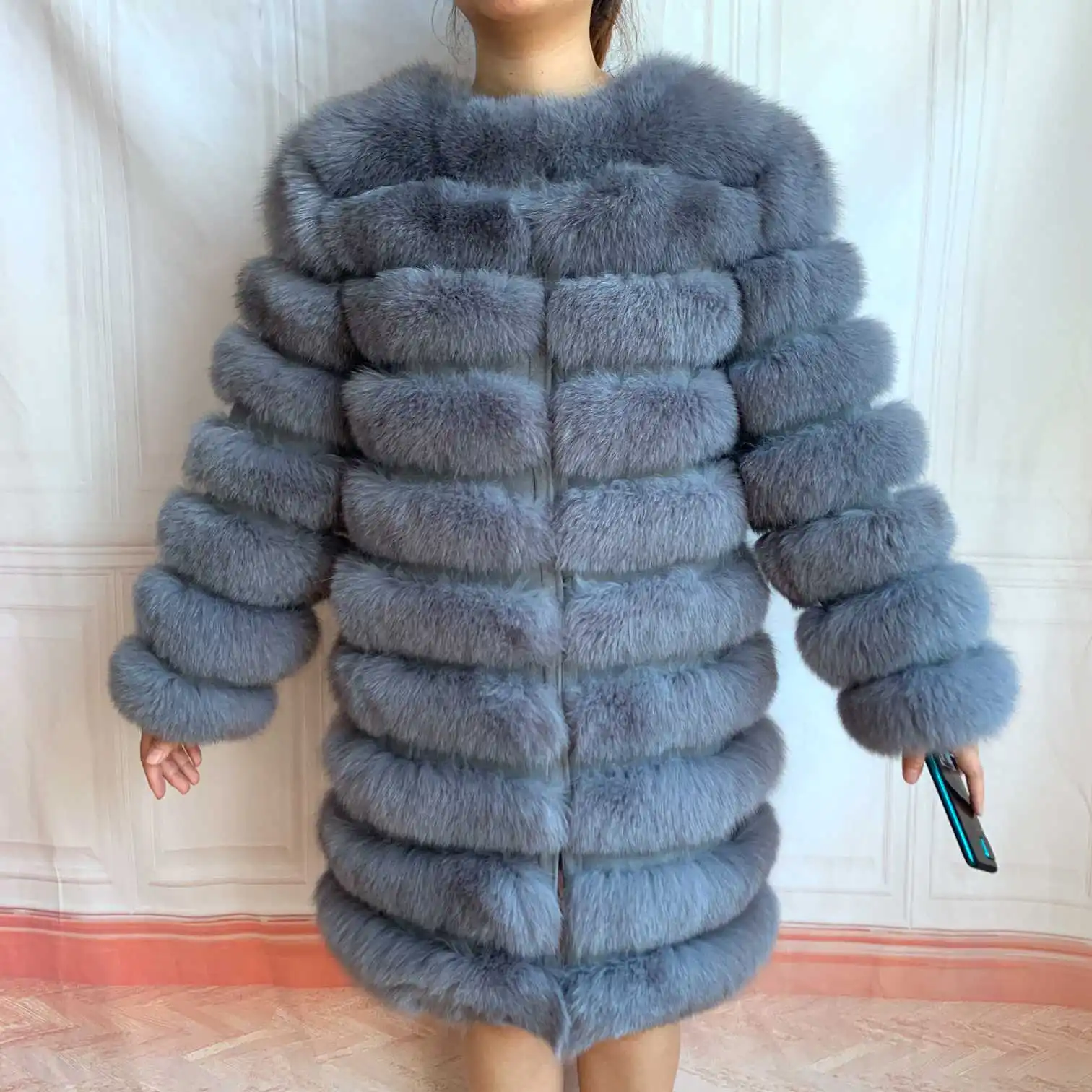 NEW 4in1 Real Fox Fur Long Coat Winter Coat for Women Jackets Vest Winter Outerwear Women Fox Fur Coat High Quality Fur Clothes