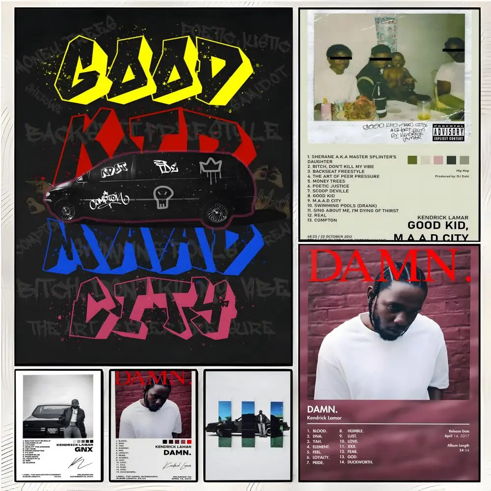 Hip Hop Rap K-Kendrick Lamar Good Kid M A A D City Poster Superior Home Space Pub Indoor Decorative Art & Home Decor
